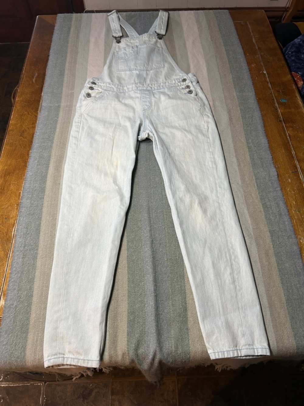 Hollister Light Blue Acid Wash Women's Denim Overalls with Adjustable Straps